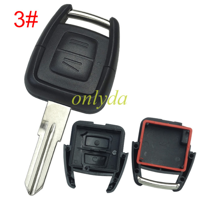 Free shipping 10pcs/lot For Opel remote key shell 2button without battery holder, pls choose the blade