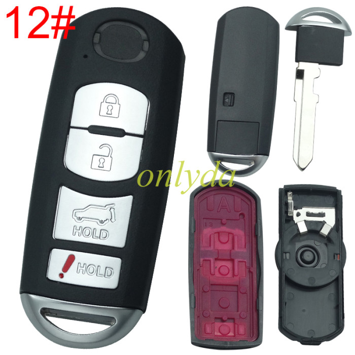 Free shipping 5pcs/lot For Mazda  remote key blank with blade ( 3parts)，with  badge place, pls choose the button