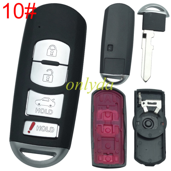 Free shipping 5pcs/lot For Mazda  remote key blank with blade ( 3parts) without badge, pls choose the button