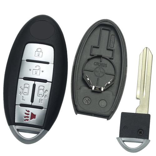 Free shipping 5pcs/lot Nissan 4+1button  key blank with logo , with balde ,T-shaped interior for old model