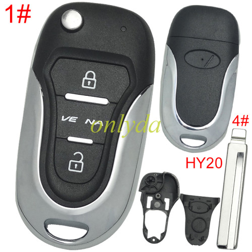 Free shipping 5pcs/lot For Hyundai  3 button remote key blank  with badge with HY20 left  blade, pls choose button
