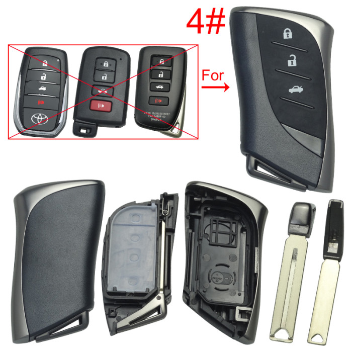 Free shipping For Lexus  modified remote key blank with blade without badge , pls choose button