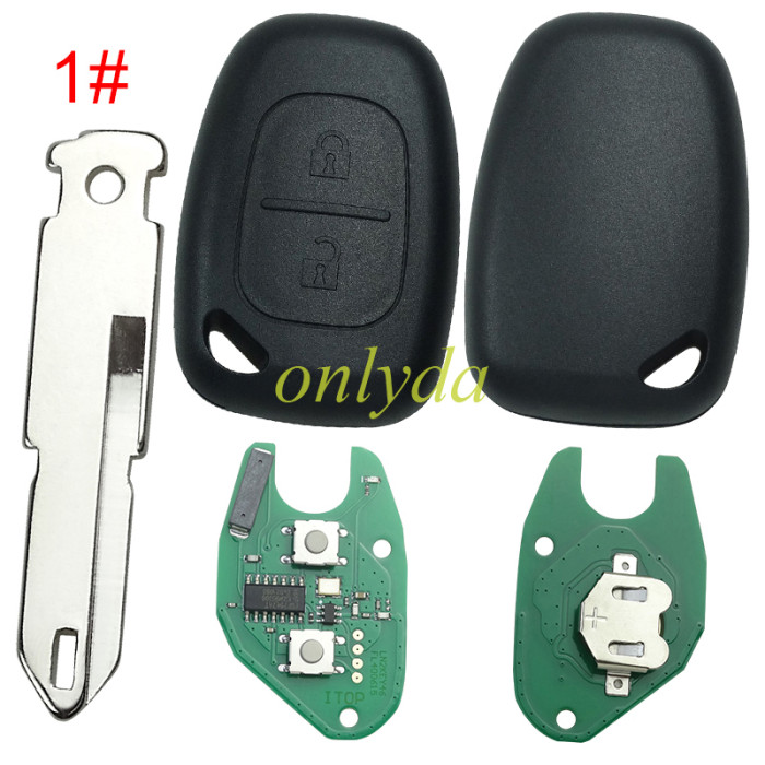 Free shipping For Renault Clio ,Kango  2button remote with 434mhz after 2000 year with PCF7947AT chip inside，please choose the blade