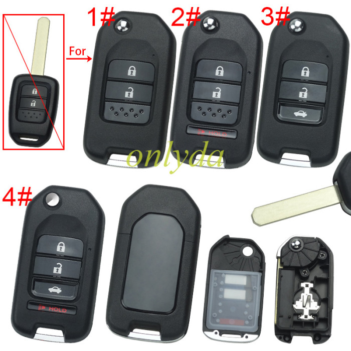 Free shipping 10pcs/lot For Honda  modified remote key shell without badge , pls choose button