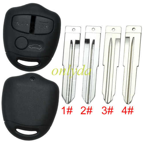 Free shipping 10pcs/lot For Mitsubish 3 button remote key blank , without bagde , pls choose blade