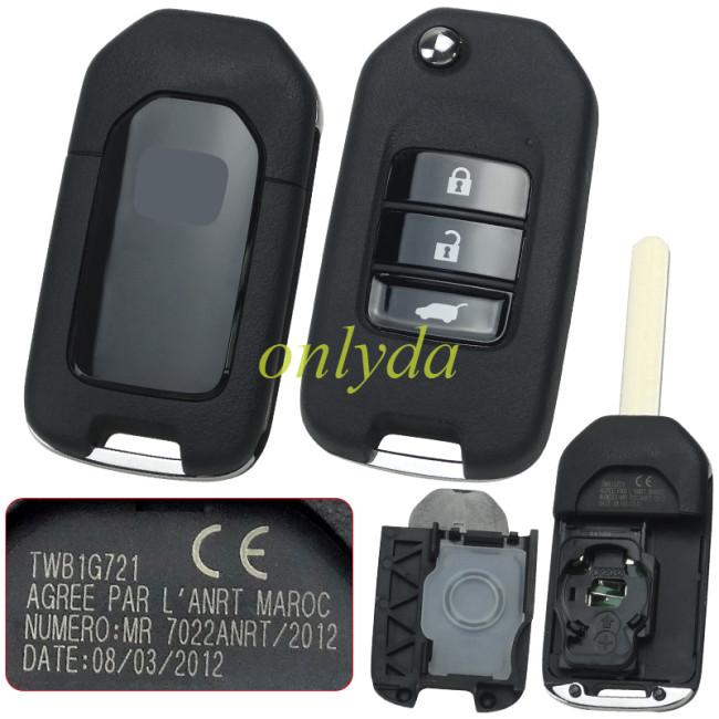 Free shipping Original Honda  2//3 Button remote key suv 434mhz TWB1G721  with Honda A PCF7961X(HITAG3) ID47 Pls choose button