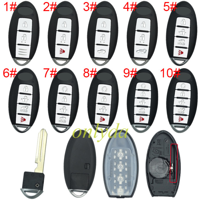 Free shipping 5pcs/lot For Infinite remote key blank with badge,No buckle, with light hole. pls choose button model