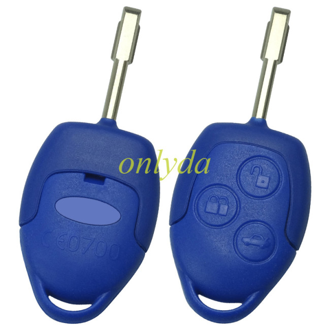 Free shipping 10pcs/lot Ford 3 button remote key shell with blade (no battery clamp), with logo .