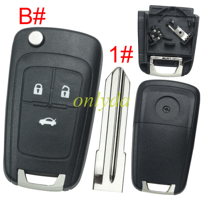 Free shipping 5pcs/lot For Opel  remote key shell replacement  with battery clamp with round badge place,   pls choose the button and blade