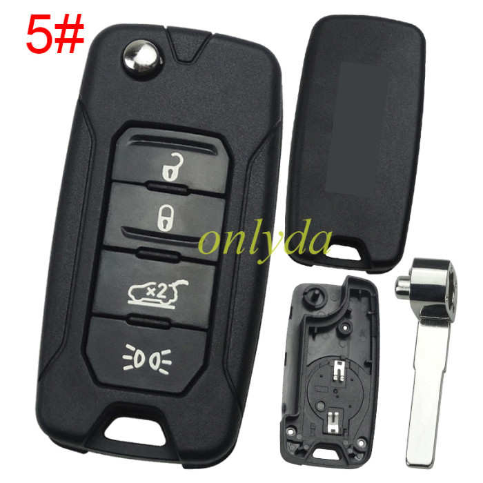 Free shipping 5pcs/lot For Jeep remote key shell with badge, pls choose the button