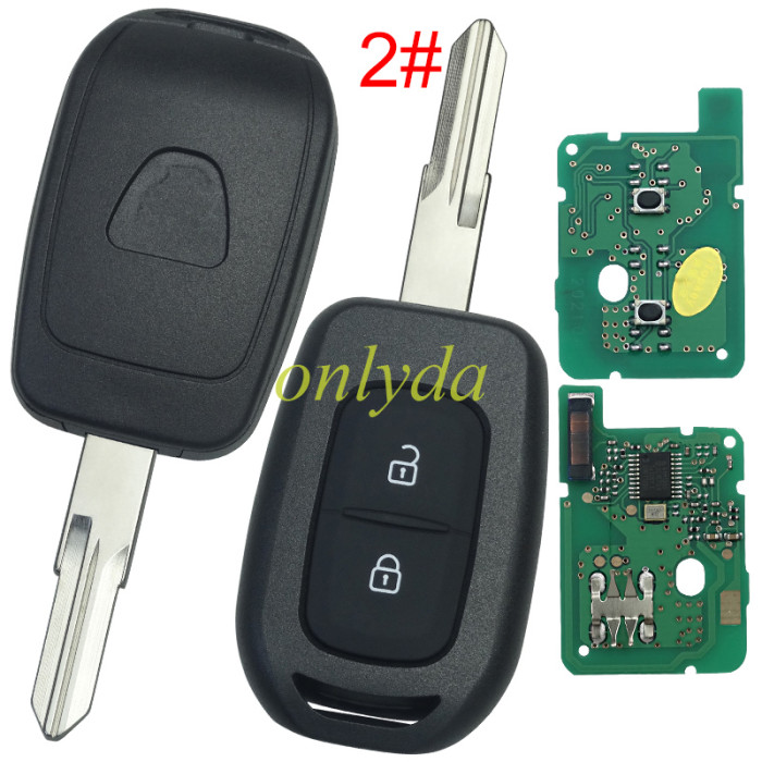 Free shipping For Renault 2 button remote key with PCF7961M(HITAG AES) chip，434mhz  FSK ，please choose the blade