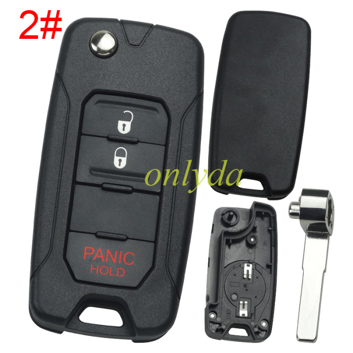 Free shipping 5pcs/lot For Chrysler remote key shell, emergecy blade included, pls choose the button