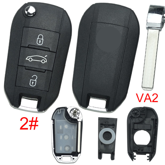 Free shipping 10pcs/lot For Citroen remote key shell with badge, blade VA2. Pls choose the button type