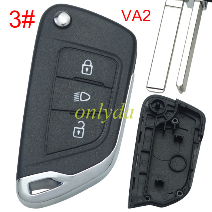 Free shipping 5pcs/lot For Citroen modified  remote key shell without battery clamp with badge place, blade VA2. pls choose the button type
