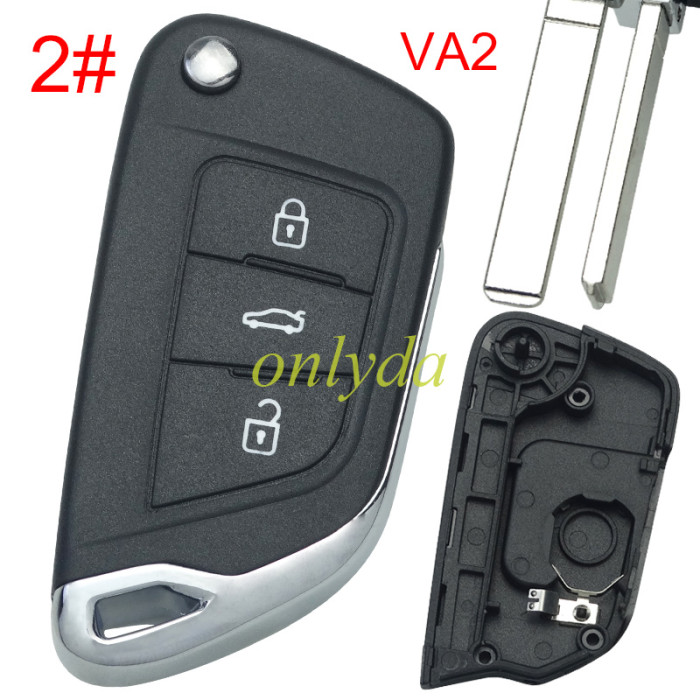Free shipping 5pcs/lot For Peugeot modified  remote key shell with battery clamp without badge place, blade VA2. pls choose the button type