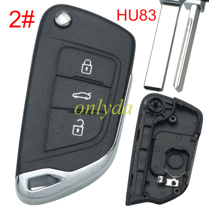 Free shipping 5pcs/lot For Peugeot modified  remote key shell with battery clamp without badge place, blade HU83. pls choose the button type