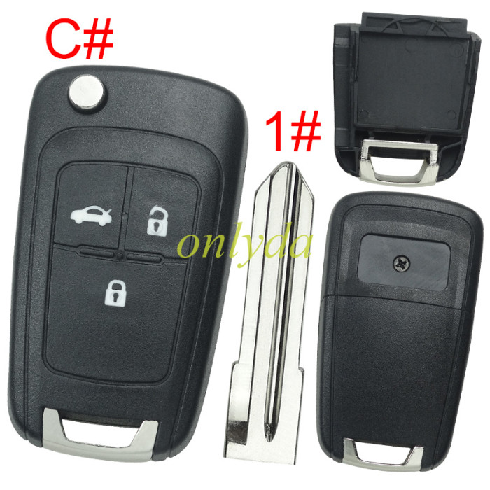 Free shipping 5pcs/lot For Chevrolet  remote key shell replacement  without battery clamp with square badge place,   pls choose the button and blade