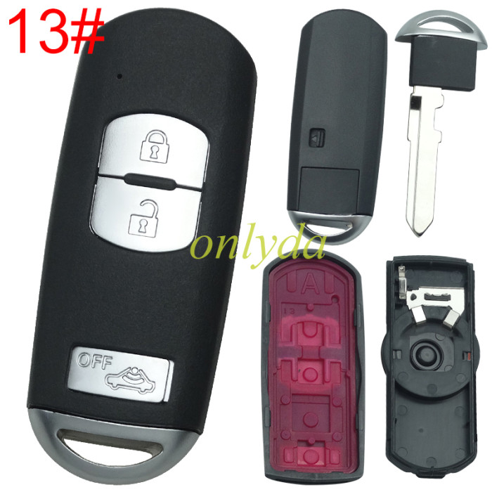 Free shipping 5pcs/lot For Mazda  remote key blank with blade ( 3parts) without badge, pls choose the button