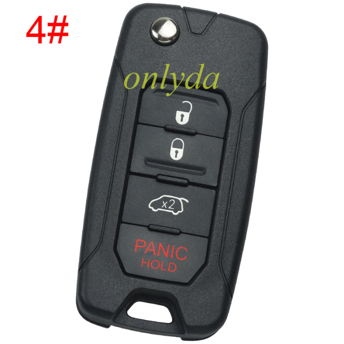 Free shipping 5pcs/lot For Jeep Chrysler  remote key shell without badge, emergecy blade included, pls choose the button