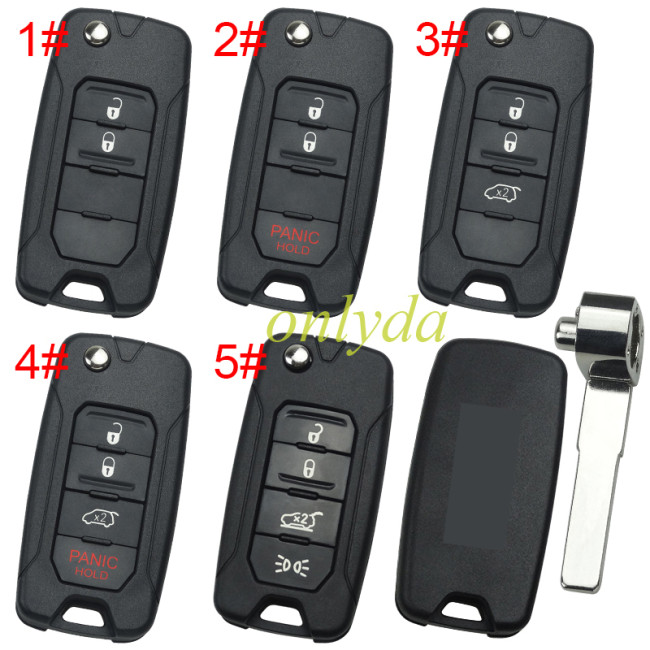 Free shipping 5pcs/lot For Jeep remote key shell with badge, pls choose the button
