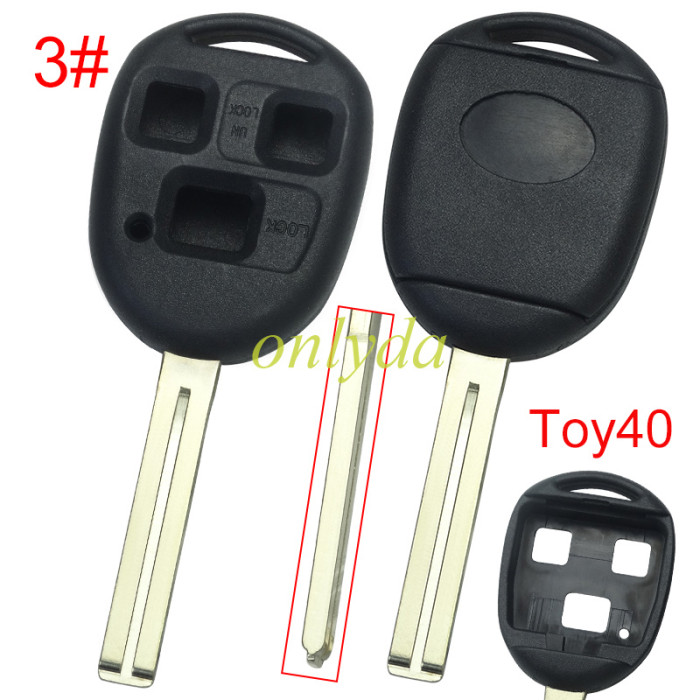 Free shipping 5pcs/lot Super Stronger GTL shell  Lexus upgrade 3 button key shell with badge,pls choose blade model