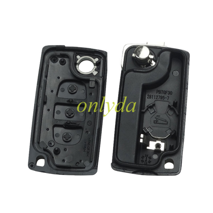 Free shipping 10pcs/lot For Fiat 3 buton remote key blank with battery clamp without badge, pls choose blade