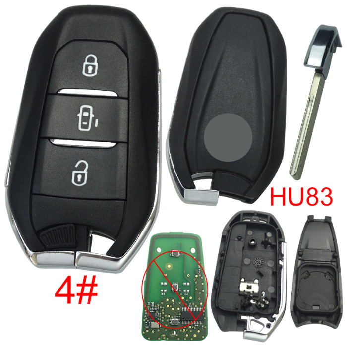 Free shipping 5pcs/lot For Citroen remote key shell with badge, blade HU83. Pls choose the button type