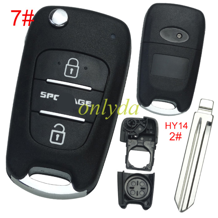 Free shipping 5pcs/lot For Hyundai 3 button remote key blank  with badge ,with HY14 left blade , pls choose button