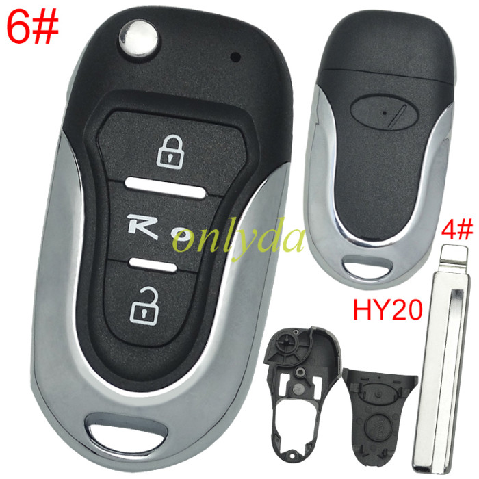 Free shipping 5pcs/lot For KIA  3 button remote key blank  with badge with HY20 left  blade, pls choose button