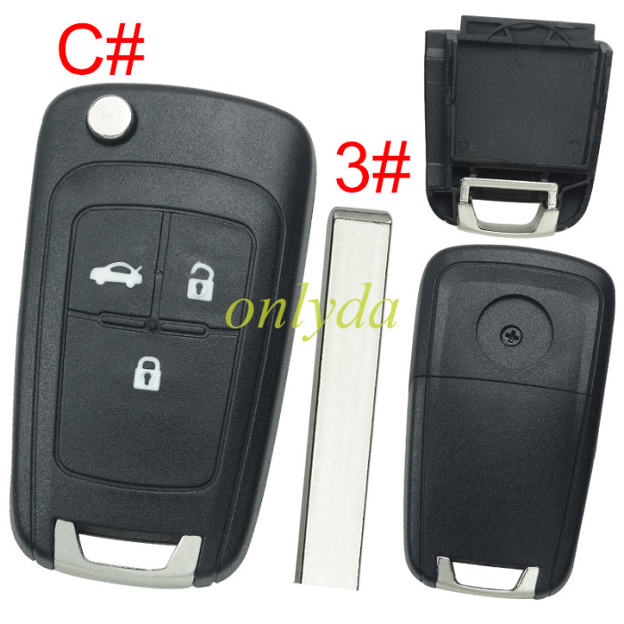 Free shipping 5pcs/lot For Buick remote key shell replacement  without battery clamp with round badge place,   pls choose the button and blade