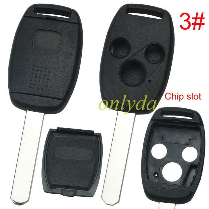 Free shipping 5pcs/lot Super Stronger GTL shell  Honda upgrade  remote key shell with badge  （With chip slot place)，pls choose button