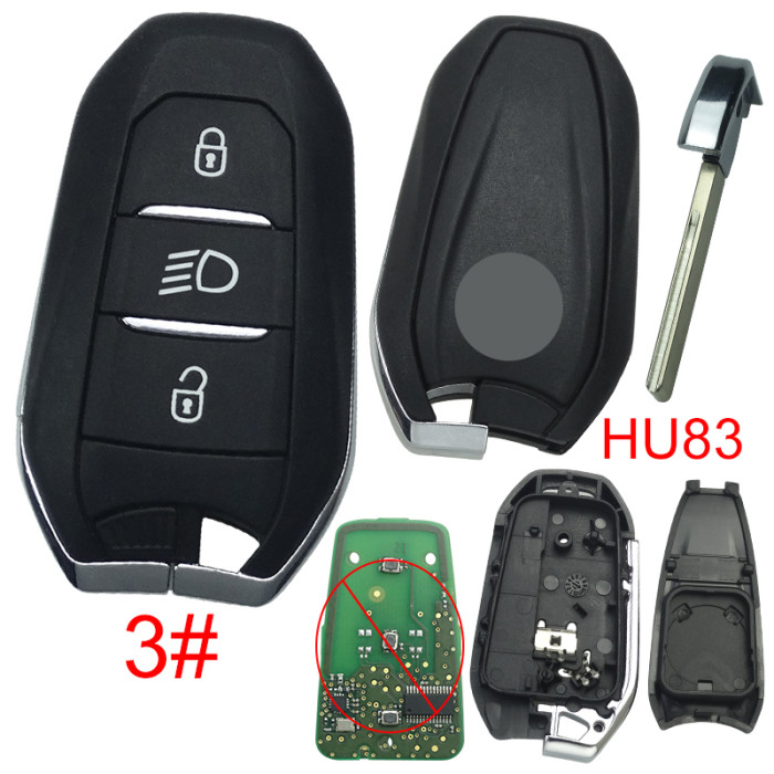 Free shipping 5pcs/lot For Citroen remote key shell with badge, blade HU83. Pls choose the button type