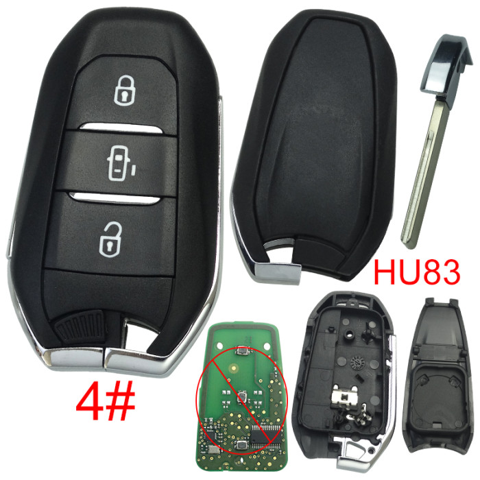Free shipping 5pcs/lot For Peugeot remote key shell without badge, blade HU83. Pls choose the button type