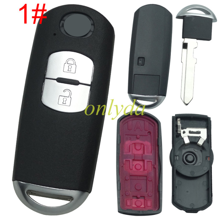 Free shipping 5pcs/lot Mazda  remote key blank with blade ( 3parts)，with  original badge palce, pls choose the button