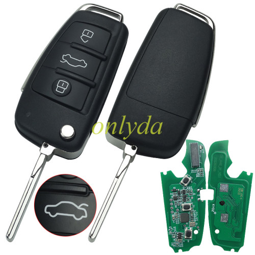Free shipping KYDZ Audi Q3  remote key 3 button   with ID48 chip 434mhz   8X0 837220 2012-2018   Audi A1  2012-2016   Audi Q3