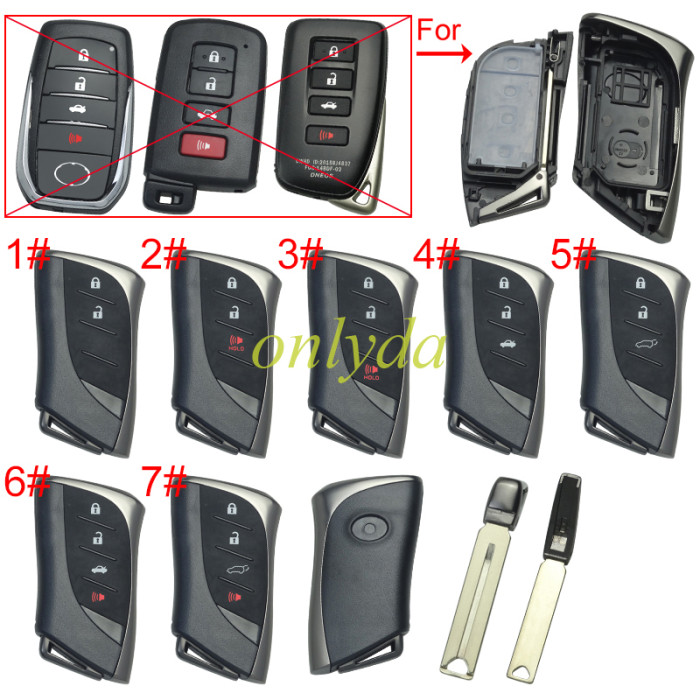 Free shipping For Lexus  modified remote key blank with blade with badge , pls choose button
