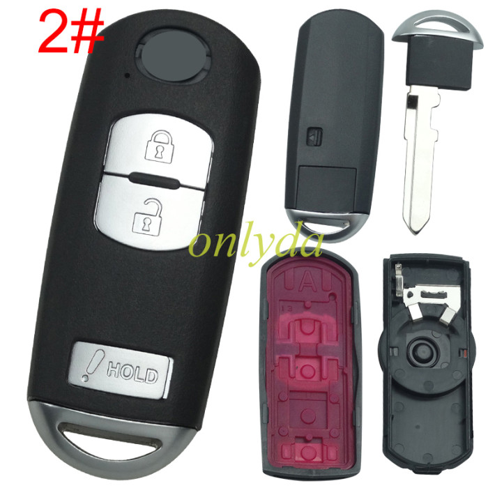Free shipping 5pcs/lot Mazda  remote key blank with blade ( 3parts)，with  original badge palce, pls choose the button