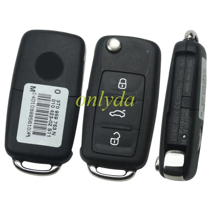 OEM VW 3 Button remote key with 434mhz model number is 3T0959753N