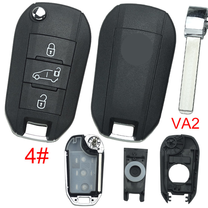 Free shipping 10pcs/lot For Citroen remote key shell with badge, blade VA2. Pls choose the button type