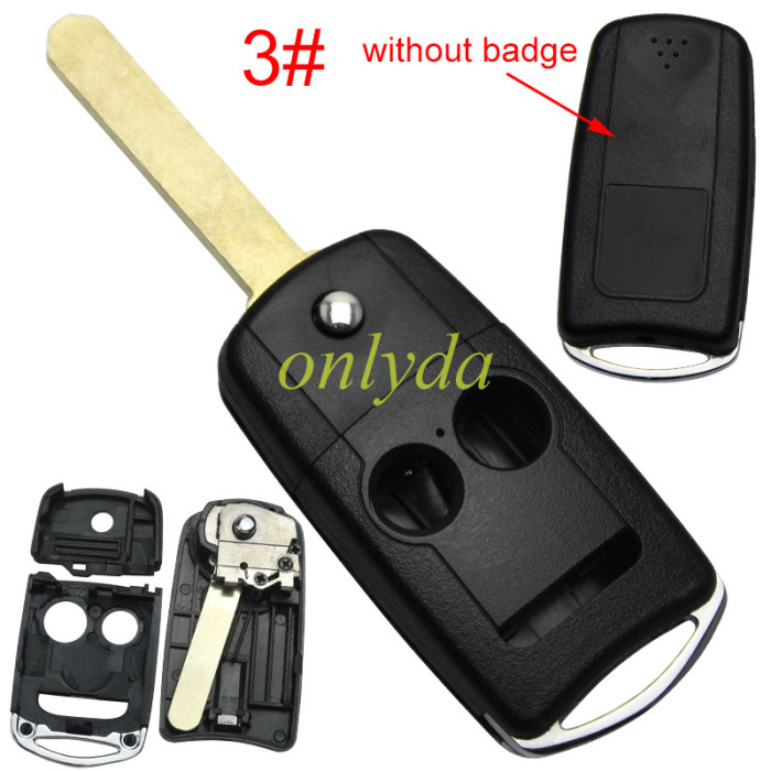 Free shipping 5pcs/lot For Acura   Flip Rmote Key shell & HON66 blade without badge place,please choose the button type