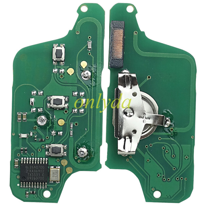 Free shipping KYDZ Brand Peugeot CE0523 3 Button Flip  Remote Key  ASK model  with VA2 and HU83 blade, trunk and light button , please choose the key shell, with 46 chip