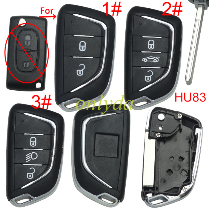 Free shipping 5pcs/lot For Citroen modified key shell, with Badge place, Without battery holder,  blade VA2  , pls choose button