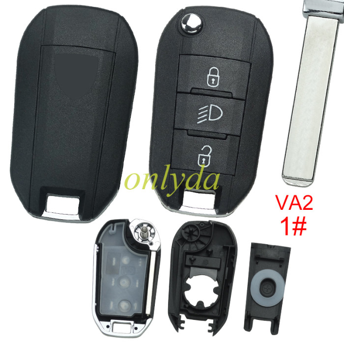 Free shipping 10pcs/lot For Peugeot 3 button remote key shell with triangel Peugeot Badge, pls choose the blade VA2/HU83
