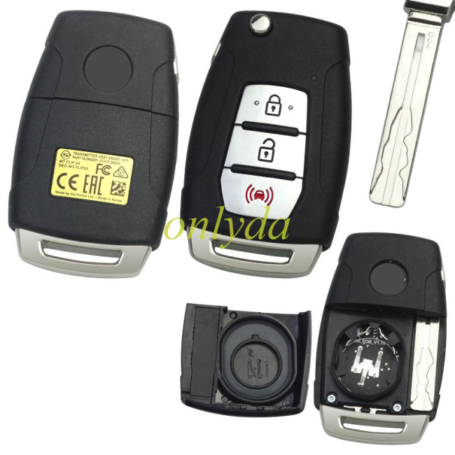 Free shipping ORIGINAL Key for SsangYong 2+1 button remote key with 433MHZ  PN:87510-36500 Model:MT FLIP 04 blade cutted