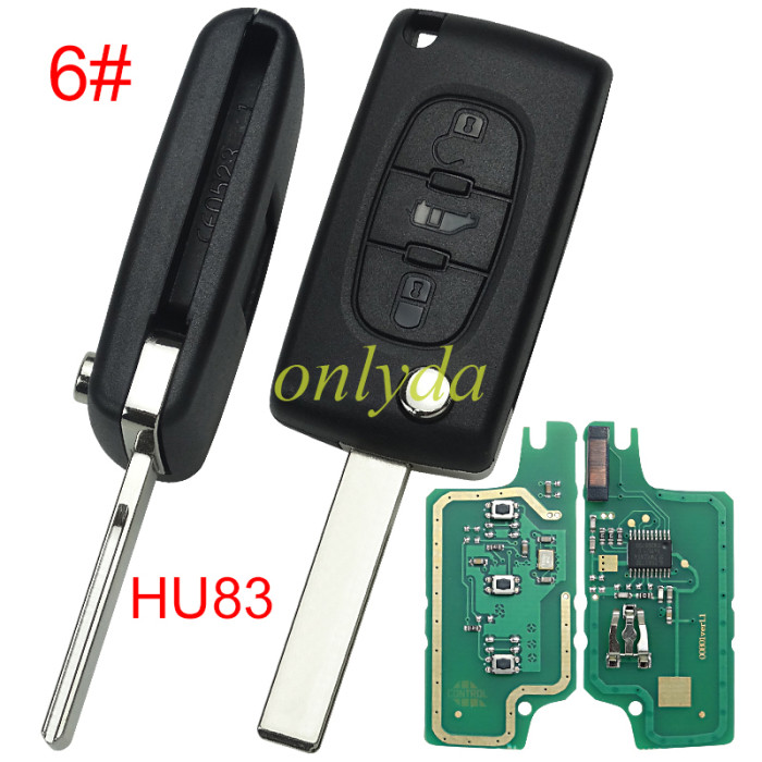 Free shipping OEM PCB for Citroen CE0536 3 Button Flip  Remote Key with 46 chip PCF7941chip ASK model  with VA2 and HU83 blade, trunk and light button , please choose the key shell original PCB with Aftermarket shell
