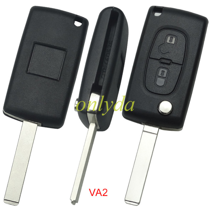 Free shipping OEM for  Citroen 2 Button Flip  Remote Key with 433mhz  (battery on PCB) with ASK model  with 46 chip CE0523 PCF7941 E33C1002 with VA2 and HU83 blade , please choose the key shell