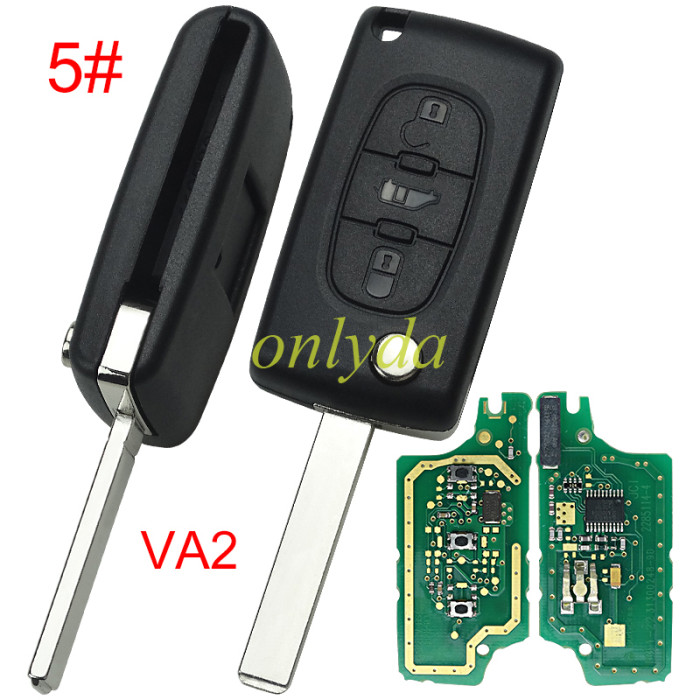 Free shipping OEM PCB for Citroen CE0536 3 Button Flip  Remote Key with 46 chip PCF7941chip ASK model  with VA2 and HU83 blade, trunk and light button , please choose the key shell original PCB with Aftermarket shell