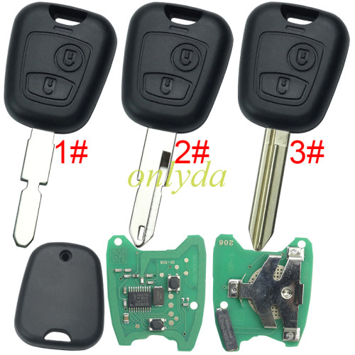 Free shipping 5pcs/lot For  Citroen 2 button remote key with 46 chip PCF7961chip-434mhz , pls choose blade type