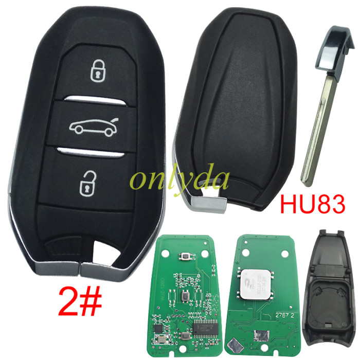 Free shipping For Peugeot Keyless remote key with 4A chip PCF7945M(HITAG AES) , 434mhz, with HU83 blade , pls choose button