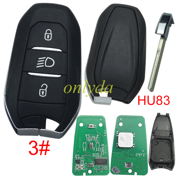 Free shipping For Peugeot Keyless remote key with 4A chip PCF7945M(HITAG AES) , 434mhz, with HU83 blade , pls choose button